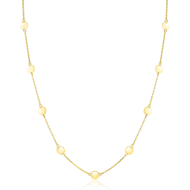 ZINZI Gold 14 krt gouden ketting met subtiele jasseron schakels en zestien ronde gladde plaatjes 5mm breed 42-45cm ZGC503
