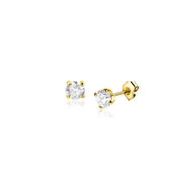 3mm ZINZI Gold 14 krt gouden oorknopjes bezet met een witte zirconia in vierpootszetting ZGO475
