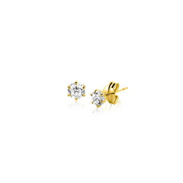 4,5mm ZINZI Gold 14 krt gouden oorknoppen bezet met een witte zirkonia in zespootszetting ZGO544