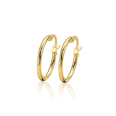 ZINZI Gold 14 karaat gouden oorringen ronde buis 15 x 1,5mm ZGO127


