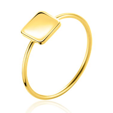 ZINZI Gold 14 karaat gouden ring met glanzend vierkant plaatje ZGR485
C