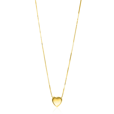 ZINZI Gold 14 krt gouden venetiaanse ketting 45cm met sierlijk glad hartje van 7mm ZGC486