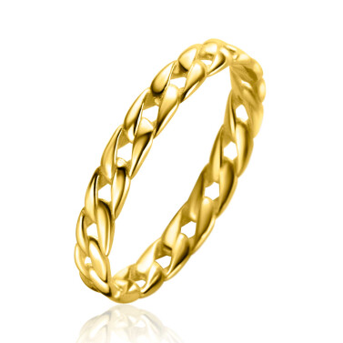 ZINZI Gold 14 krt gouden ring met trendy gourmet schakel 3mm breed ZGR448
C