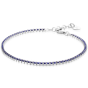 ZINZI zilveren tennis armband 2,1mm breed met rijzetting saffierblauwe kleurstenen ZIA2891B