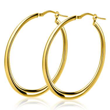 48mm ZINZI gold plated zilveren ovale oorringen met organisch gevormde buis 2mm breed en handige bovensluiting ZIO2701G