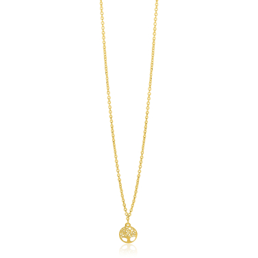ZINZI gold plated zilveren ketting met levensboom hanger 8mm 42-45cm ZIC-BF139G
