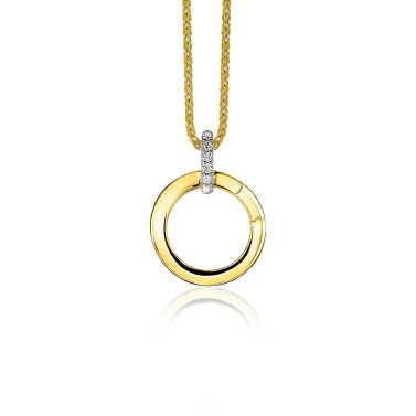 17mm ZINZI gold plated zilveren ronde hanger met sluitring ZIH2060Y (zonder collier)