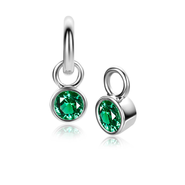 MEI oorbedels zilver met geboortesteen groen smaragd zirconia (excl. oorringen)
