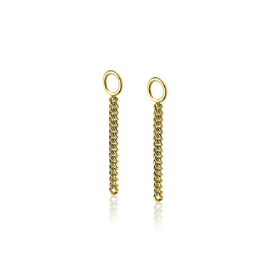 ZINZI zilveren oorbedels geel verguld gourmet ketting 30mm ZICH1694G (zonder oorringen)
