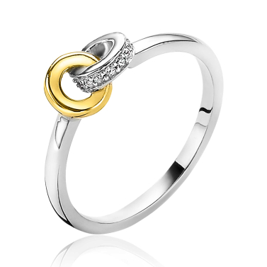 ZINZI zilveren ring ronde vormen met elkaar verbonden witte zirconia's ZIR2102