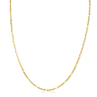 45cm ZINZI gold plated zilveren figaro ketting ZILC-F45G