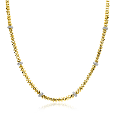 ZINZI gold plated zilveren vierkante schakel ketting 6mm breed afwisselend bezet met witte zirkonia's 45cm ZIC2678Y