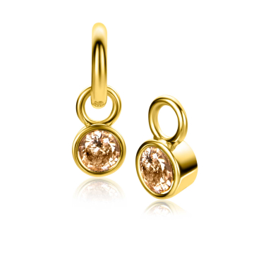 NOVEMBER oorbedels gold plated met geboortesteen geel citrien zirconia (excl. oorringen)
