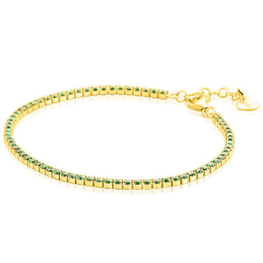 ZINZI gold plated zilveren tennis armband 2,1mm breed met rijzetting smaragdgroene zirkonia's ZIA2892G