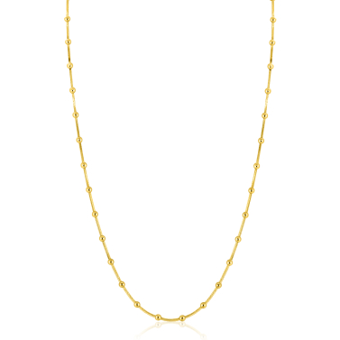 ZINZI gold plated zilveren slangen-ketting met vierkant geslepen schakels en 40 verfijnde glanzende bolletjes (2,5mm breed) 43-45cm ZIC2471G