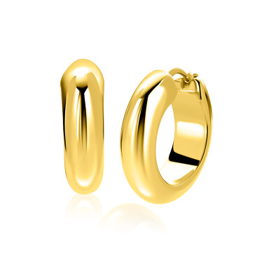 28mm ZINZI gold plated zilveren oorringen met brede buis (8mm) en rond model, handige bovensluiting  ZIO2749G