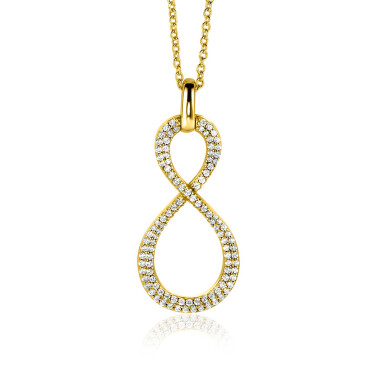 35mm ZINZI gold plated zilveren hanger Infinity bezet met witte zirconia's ZIH2570Y (zonder collier)