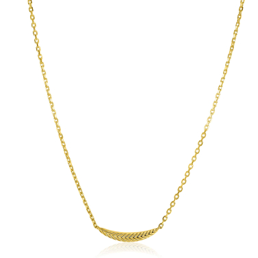 ZINZI gold plated zilveren schakelkettinkje met grote veer. De veer staat symbool voor je vleugels uitslaan en vrijheid. 40-45cm ZIC2644G