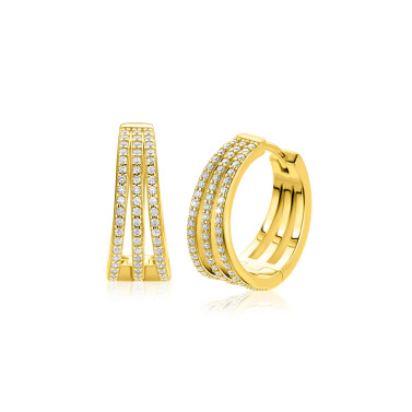 18mm ZINZI goldplated zilveren multi-look oorringen met luxe scharniersluiting 7mm breed ZIO2727YL