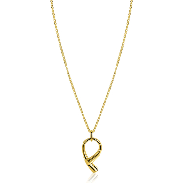 ZINZI goldplated zilveren ketting 45cm met grote sierlijke hanger 40mm ZIC2786G