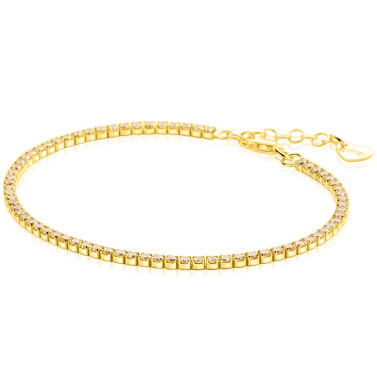 ZINZI gold plated zilveren tennis armband 2,1mm breed met rijzetting champagnekleurige zirconia's ZIA2892C