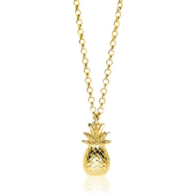 ZINZI zilveren ketting geel verguld ananas 42-45cm ZIC1699G