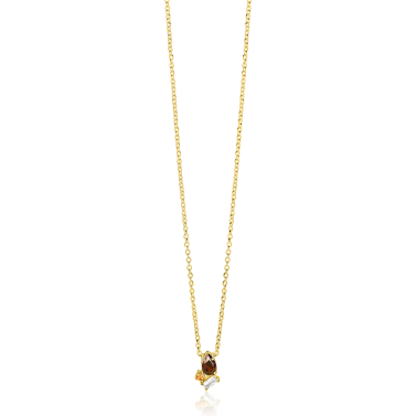 ZINZI gold plated zilveren ketting met stijlvolle hanger bezet met bruine, champagne en witte zirkonia's 42-45 cm ZIC-BF142
