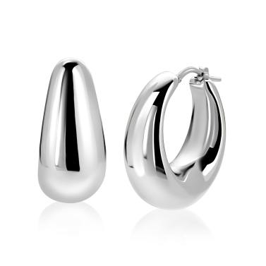 31mm ZINZI zilveren oorringen met brede buis (9mm) en ovaal model, handige bovensluiting  ZIO2750