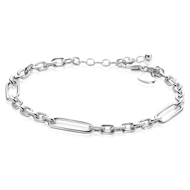ZINZI zilveren schakelarmband met drie lange ovale schakels 5,5mm breed 18-21cm ZIA2711