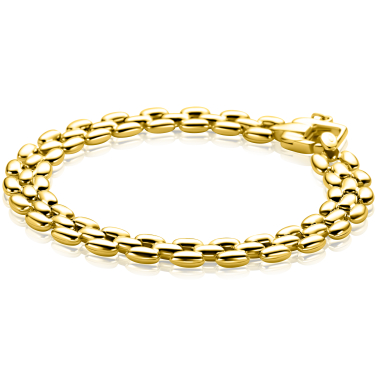 ZINZI gold plated zilveren brede rolex-style schakel-armband 8mm breed 19cm ZIA2764G