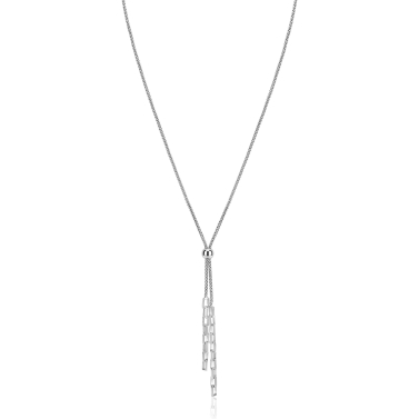 ZINZI zilveren Y-collier 43–46cm met popcorn schakel en twee bungelende kettinkjes ZIC2710