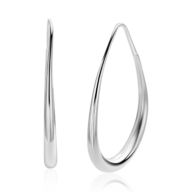 39mm ZINZI zilveren druppelvormige extra grote oorringen gladde buis 3,5mm ZIO-BF149
