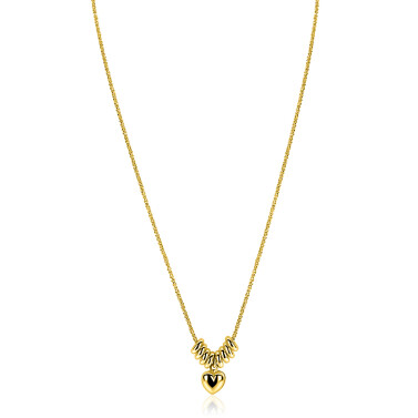 ZINZI gold plated zilveren ketting 42-45cm met hart en 8 glanzende donuts ZIC2760