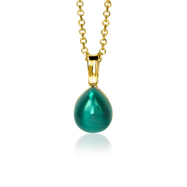 ZINZI zilveren hanger geelverguld groen peervorm 20mm ZIH1934GG (zonder collier)