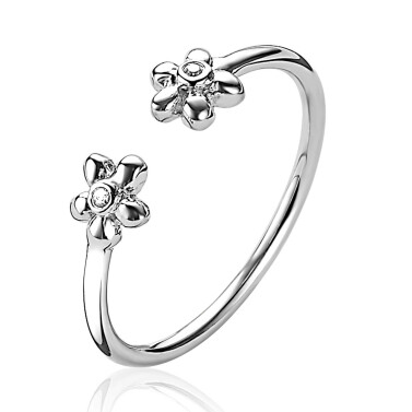 ZINZI zilveren ring open bloemetjes wit ZIR1879C