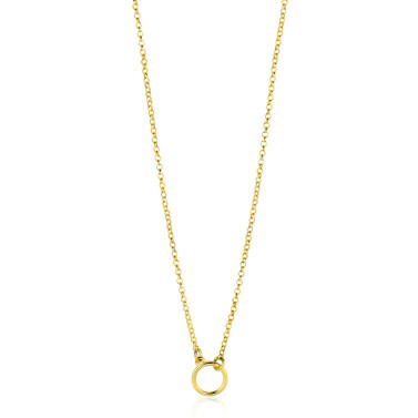 ZINZI gold plated zilveren ketting met open rondje 40-45cm ZIC2523G