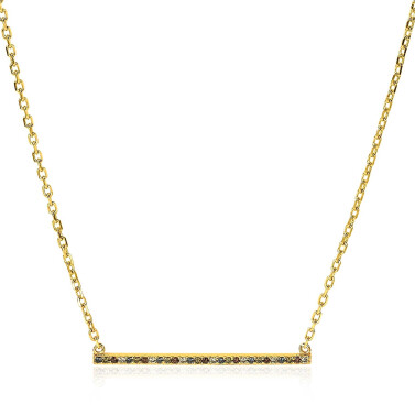 ZINZI zilveren schakelcollier geelverguld met balkje witte zirconia's, groene blauwe bruine kleurstenen 42-45cm ZIC1964G