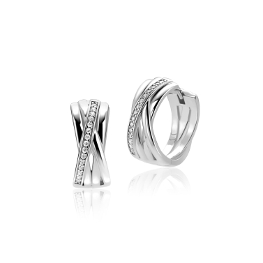 17mm ZINZI zilveren cross-over oorringen met luxe scharniersluiting 7mm breed ZIO1790