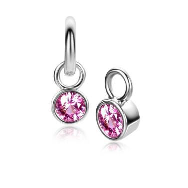 OKTOBER oorbedels zilver met geboortesteen roze rozenkwarts zirconia (excl. oorringen)
