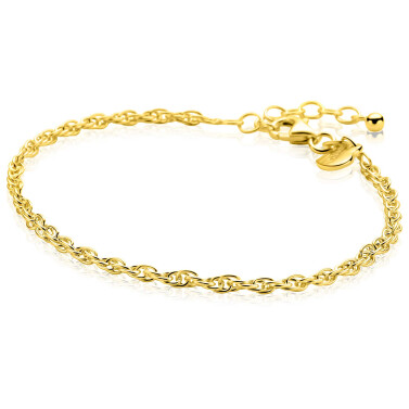ZINZI gold plated zilveren massieve koord armband (2,6mm breed) 18-20cm ZIA2844G