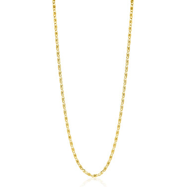 ZINZI gold plated zilveren scroll schakelketting, waarbij de schakels een dubbele krul/kronkeling maken 42-45cm ZIC2479G