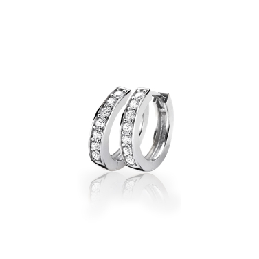 Zinzi zilveren oorringen 15 x 3mm witte zirconia's met luxe klapsluiting ZIO191Z
