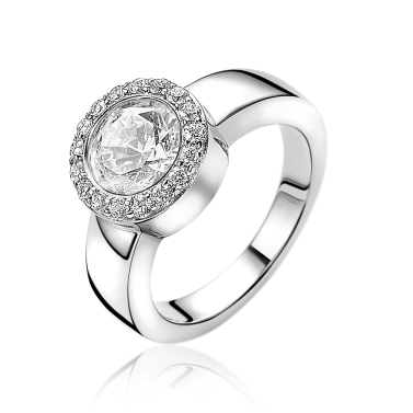 ZINZI zilveren wisselring rond wit ZIR4C