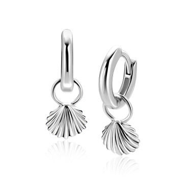 8mm ZINZI zilveren oorbedels schelp ZICH2732 (zonder oorringen)