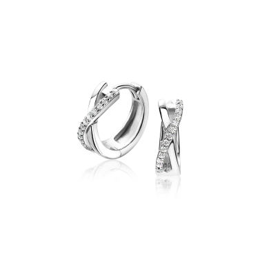 ZINZI zilveren oorringen kruislings glad wit 15x5mm met luxe klapsluiting ZIO1569
