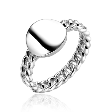 ZINZI zilveren ring gourmet rond glad plaatje ZIR1783
