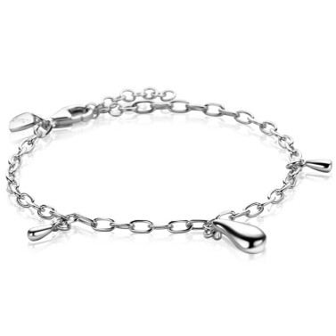ZINZI zilveren schakel armband met drie druppelvormige hangers 17-19cm ZIA-BF109