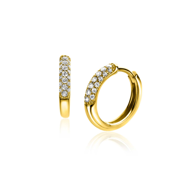 ZINZI gold plated zilveren oorringen 14 x 3mm witte zirconia's ZIO660G