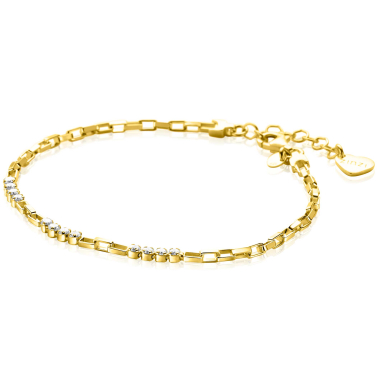 ZINZI gold plated zilveren armband met venetiaanse schakels en witte zirkonia's 17-20cm ZIA-BF102