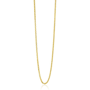90cm ZINZI zilveren jasseron ketting geel verguld ZILC-J90G